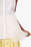 Derek Lam White Sleeveless Pleated Raw Hem Detail Blouse Estimated Size S