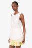 Derek Lam White Sleeveless Pleated Raw Hem Detail Blouse Estimated Size S