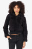 Rebecca Taylor Navy Shearling Cropped Jacket Size XS