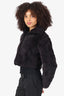 Rebecca Taylor Navy Shearling Cropped Jacket Size XS