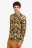 Versace Black/Yellow Silk Medusa Baroque Print Long Sleeve Button Down Shirt Size 50 Mens