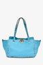 Valentino Blue Leather Small Rockstud Trapeze Tote with Strap