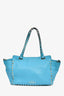Valentino Blue Leather Small Rockstud Trapeze Tote with Strap