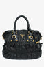 Prada Black Metallic Nappa Gaufre Leather Top Handle Bag with Strap
