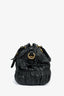 Prada Black Metallic Nappa Gaufre Leather Top Handle Bag with Strap
