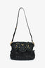 Prada Black Metallic Nappa Gaufre Leather Top Handle Bag with Strap