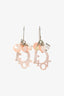 Christian Dior Pink/Silver Tone Logo Drop Earrings