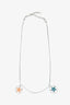 Christian Dior Silver Tone Double Star Necklace