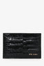 Prada Black Croc Embossed Leather Card Holder