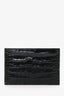 Prada Black Croc Embossed Leather Card Holder