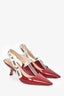 Christian Dior Burgundy Patent 'J'adior' Slingback Kitten Heels Size 38