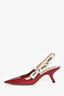 Christian Dior Burgundy Patent 'J'adior' Slingback Kitten Heels Size 38
