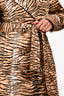 Escada Brown Cotton Tiger Print Double Breasted Trench Coat Size 36