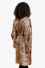 Escada Brown Cotton Tiger Print Double Breasted Trench Coat Size 36