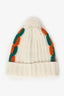 Gucci White Wool Knitted Pompom Beanie Size L