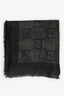 Gucci Black/Gold Metallic Wool/Silk GG Monogram Scarf