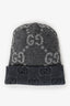 Gucci Black/Grey Wool GG Jacquard Reversible Beanie Size S