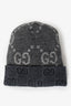 Gucci Black/Grey Wool GG Jacquard Reversible Beanie Size S