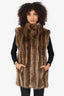 Vintage Brown Beaver Fur Vest Estimated Size S