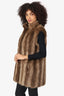 Vintage Brown Beaver Fur Vest Estimated Size S