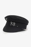 Ruslan Baginskiy Black Wool Crystal Embellished Baker Boy Cap