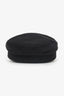 Ruslan Baginskiy Black Wool Crystal Embellished Baker Boy Cap