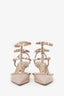 Valentino Nude Patent Leather Rockstud Cage Heels Size 37