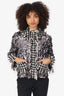 Dolce & Gabbana Black/White/Purple Houndstooth Sequin Fringed Jacket Size 42