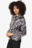 Dolce & Gabbana Black/White/Purple Houndstooth Sequin Fringed Jacket Size 42