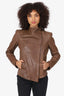 Helmut Lang Brown Leather Biker Jacket Size M