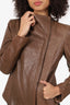 Helmut Lang Brown Leather Biker Jacket Size M