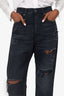 R13 Black Denim Distress Straight Leg Jeans Size 27