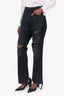 R13 Black Denim Distress Straight Leg Jeans Size 27