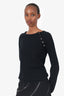 Louis Vuitton Black Cashmere Long Sleeve Crew Neck Sweater With LV Buttons Size S