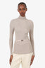 Gucci Beige Knit Ribbed Turtleneck Top Size S