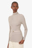 Gucci Beige Knit Ribbed Turtleneck Top Size S