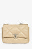 Pre-Loved Chanel™ Beige Goatskin Leather 'Chanel 19' Small Flap Shoulder Bag