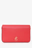 Jimmy Choo Red Leather Logo Palace Wallet On Chain