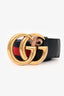 Gucci Black/Navy/Red Leather GG Marmont Belt Size 90