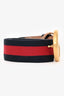 Gucci Black/Navy/Red Leather GG Marmont Belt Size 90