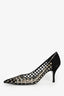 Rene Caovilla Black Suede Crystal Embellished Heels Size 35