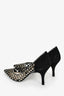 Rene Caovilla Black Suede Crystal Embellished Heels Size 35
