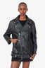 Acne Black Lambskin Biker Jacket Size 48