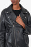 Acne Black Lambskin Biker Jacket Size 48