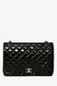 Pre-Loved Chanel™ 2010-11 Black Patent Leather Maxi Jumbo Double Flap