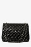 Pre-Loved Chanel™ 2010-11 Black Patent Leather Maxi Jumbo Double Flap