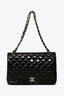 Pre-Loved Chanel™ 2010-11 Black Patent Leather Maxi Jumbo Double Flap