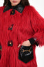 Gucci 2016 Black/Red Coated Leather/Faux Hair Horsebit Detail Jacket Size 40