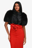 Vintage Black Racoon Fur/Ponyhair Calfskin Cropped Jacket Size M