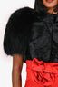 Vintage Black Racoon Fur/Ponyhair Calfskin Cropped Jacket Size M
